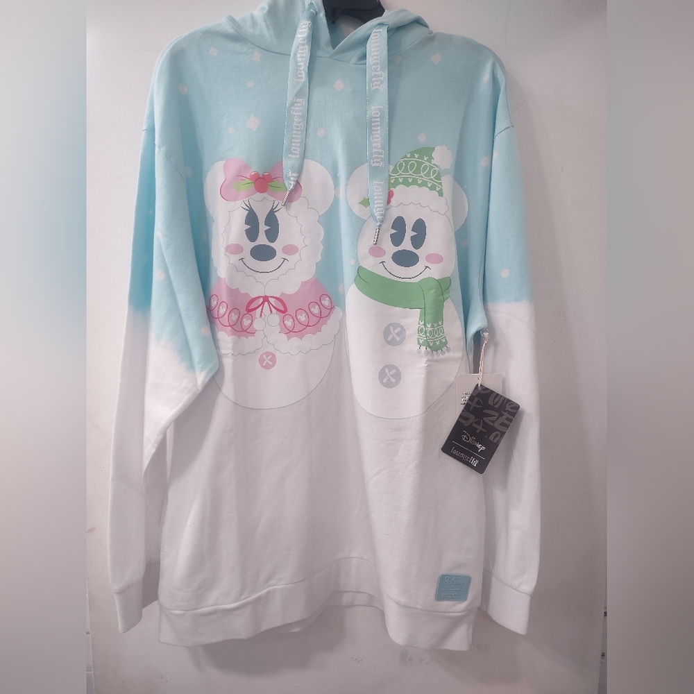 Loungefly Minnie and Mickey snowman hoodie